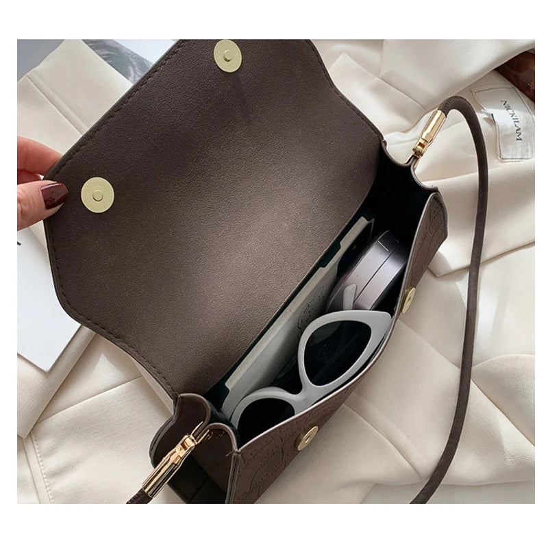 Vintage Crocodile Pattern Shoulder Bag Women