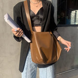 Women Vintage Shoulder Bags Soft PU Leather Crossbody Solid All-match Tote Handb