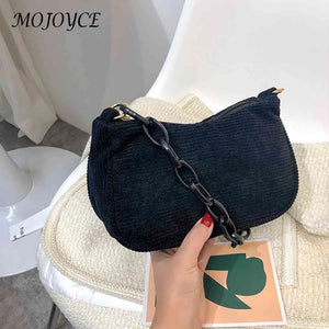 Women Vintage Corduroy Underarm Tote Bag