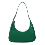 Vintage Solid Crescent Handbags PU Leather Small Zipper Armpit Bags
