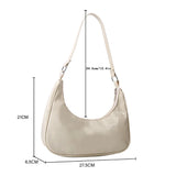 Vintage Solid Crescent Handbags PU Leather Small Zipper Armpit Bags
