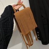 Vintage Tassel Messenger Bag Women Shoulder Small Square Bag