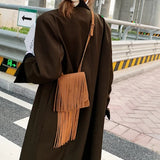 Vintage Tassel Messenger Bag Women Shoulder Small Square Bag