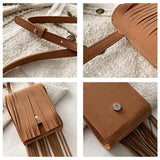 Vintage Tassel Messenger Bag Women Shoulder Small Square Bag