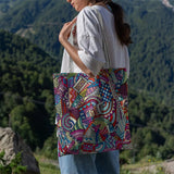 Women Vintage Tote Canvas Bag Printed Shopping Bag Student Tote Canvas Bag