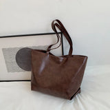 Vintage Tote Shoulder Bag Large Capacity PU Leather Casual Handbags