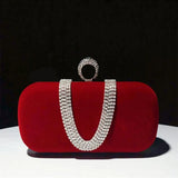 Vintage Velvet Evening Bags Crystal Rhinestone Clutches Chain Shoulder Bag