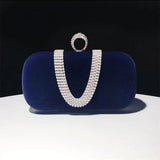 Vintage Velvet Evening Bags Crystal Rhinestone Clutches Chain Shoulder Bag