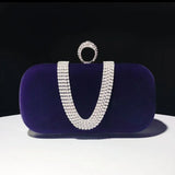 Vintage Velvet Evening Bags Crystal Rhinestone Clutches Chain Shoulder Bag