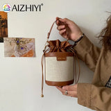 Vintage Women Shoulder Bags Bucket Crossbody Bag Drawstring Handbags
