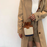 Vintage Women Shoulder Bags Bucket Crossbody Bag Drawstring Handbags