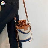 Vintage Women Shoulder Bags Bucket Crossbody Bag Drawstring Handbags