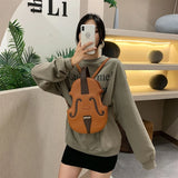 Women Violin Shape Leather Backpack Handbag Rucksack