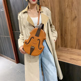 Women Violin Shape Leather Backpack Handbag Rucksack