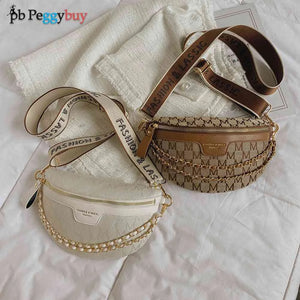 Canvas Waist Bag Printed Letter Shoulder Crossbody Chest Bag