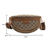 Women Waist Bag Canvas Belt Bag Printed Letter Shoulder Crossbody Chest Bag