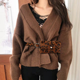 Leopard Print Female Waist Bag - Vintage Style Travel Messenger Belt