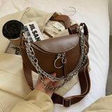Leather Waist Bag Chain Crossbody Chest Phone Pack