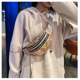 Women Waist Bag Holographic Fanny Pack Female Belt Bag Sliver Chest Bum Pouch