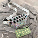Women Waist Bag Holographic Fanny Pack Female Belt Bag Sliver Chest Bum Pouch