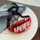 Women Canvas Waist Bag Fanny Pack Travel Chest One Shoulder Bag
