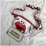 Leather Cartoon Print Waist Bag Women Fanny Pack Mini Chest Handbag