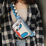 Leather Cartoon Print Waist Bag Women Fanny Pack Mini Chest Handbag