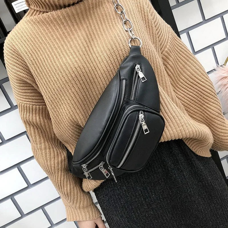 Multifunction Leather Waist Bag for Women Girls Men