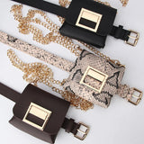 Leopard Chain Waist Bag Punk Style Messenger Bag