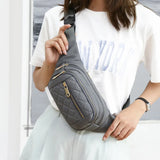 Women Waist Bag Waterproof Plaid Belt Bag Outdoor Crossbody Chest Bag