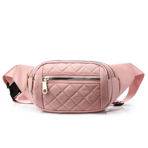 Women Waist Bag Waterproof Plaid Belt Bag Outdoor Crossbody Chest Bag