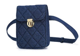 Women Waist Bag Denim Plaid Fanny Pack Belt Retro Cell Phone Purse