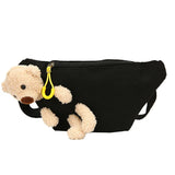 Canvas Waist Fanny Pack Chest Crossbody Belt Bag with Teddy Bear