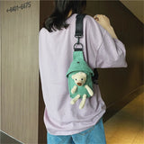 Women Canvas Waist Fanny Pack Crossbody Belt Bag Wild Style Zipper