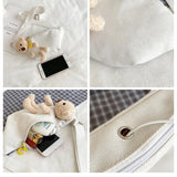 Canvas Waist Fanny Pack Chest Crossbody Belt Bag with Teddy Bear