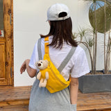 Canvas Waist Bag Chest Crossbody Teddy Bear for Camping and Hiking