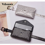 Women Waist Pack Fanny Pack Women Belt Bag Leather Rivet Wa...