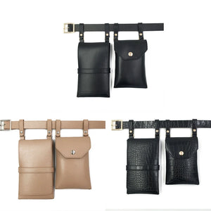 Women Waist Pack PU Leather Fanny Pack Ladies Belt Bag