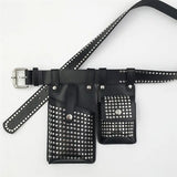 Women Waist Pack PU Leather Fanny Pack Punk Belt Bag Crossbody Bags