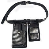 Women Waist Pack PU Leather Fanny Pack Punk Belt Bag Crossbody Bags