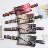 Women Waist Pack Pu Leather Serpentine Fanny Pack Snake Skin Waist Belt