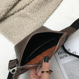Women Waist Packs Crochet Fanny Pack PU Leather Belt Bag Small Messenger Bags