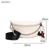 Women Waist Packs Leather Fanny Belt Bags High Shoulder Wild Messenger Chest