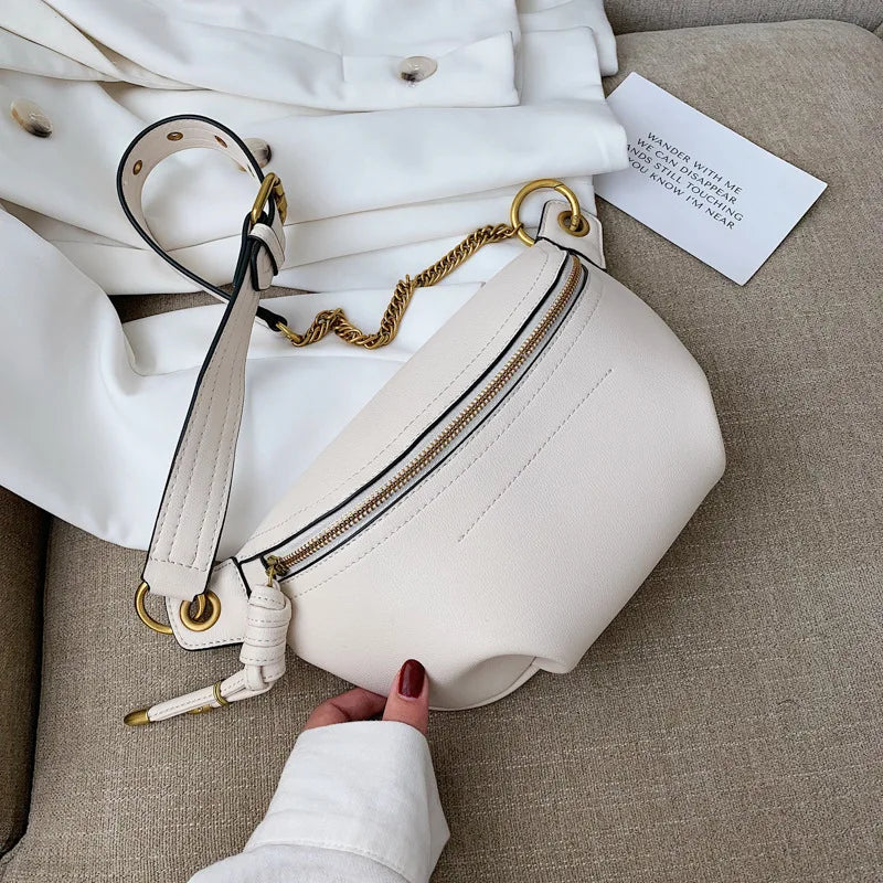 Women Leather Waist Pack Fanny Belt Bag Shoulder Messenger Crossbody Pouch