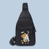 Canvas Bear Print Waist Pack Sling Bag Crossbody