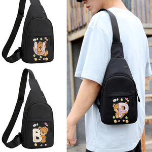Canvas Bear Print Waist Pack Sling Bag Crossbody