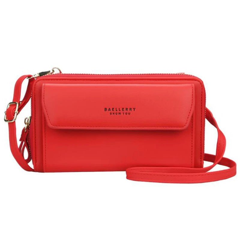 Women Wallet Double Zipper Female Shoulder Bag Top Cell Phone Pocket Bags