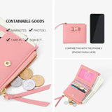 Bow Women Small Leather Wallet Zipper Purses Lady Purse