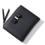 Bow Women Small Leather Wallet Zipper Purses Lady Purse
