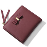 Bow Women Small Leather Wallet Zipper Purses Lady Purse